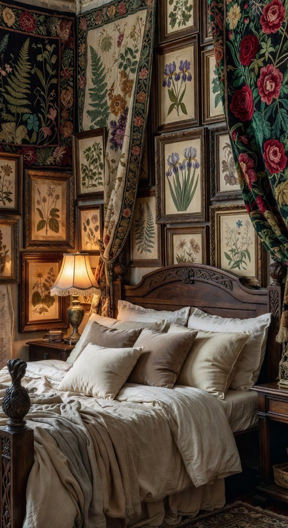 aged botanical tapestries layered