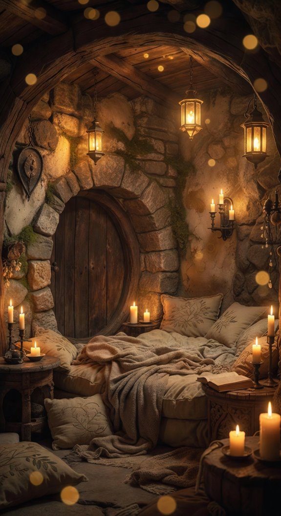 amber candlelit hobbit hole illumination