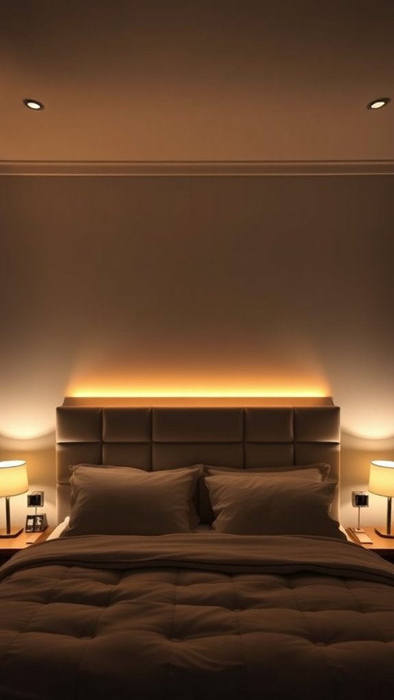 ambient backlit headboard with warm glow