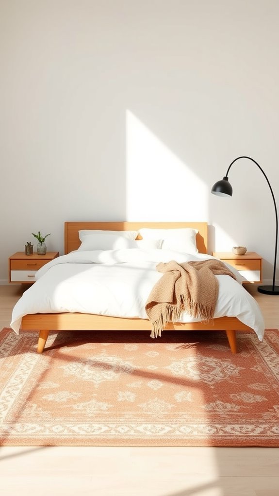 anchor bed with oversized rug boundaries