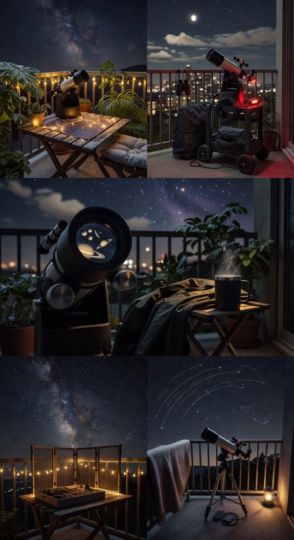 apartment balcony stargazing setup