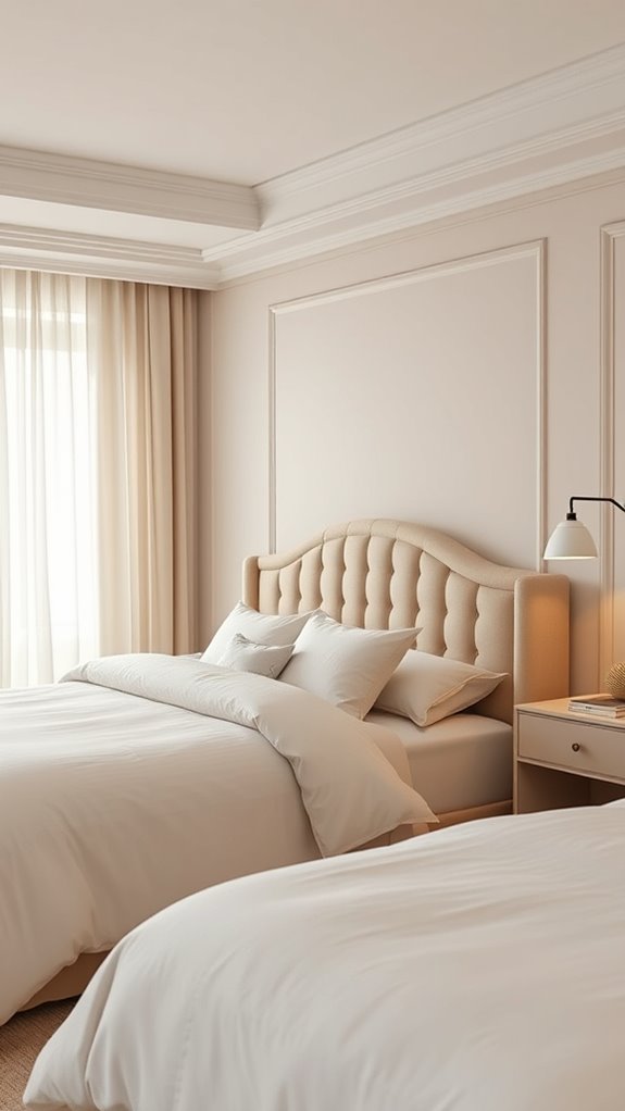 arched headboards soften spaces