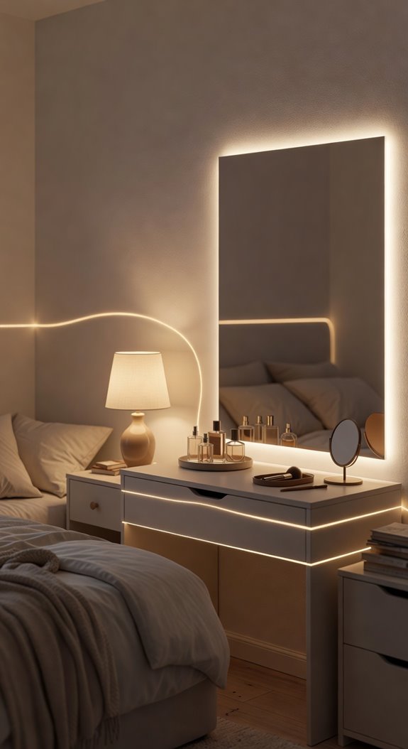 backlit mirrors enhance lighting ambiance