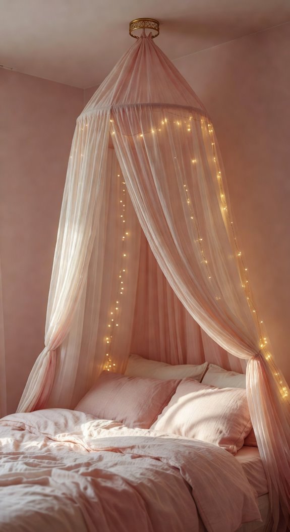 bed canopy creates calming sanctuary mood