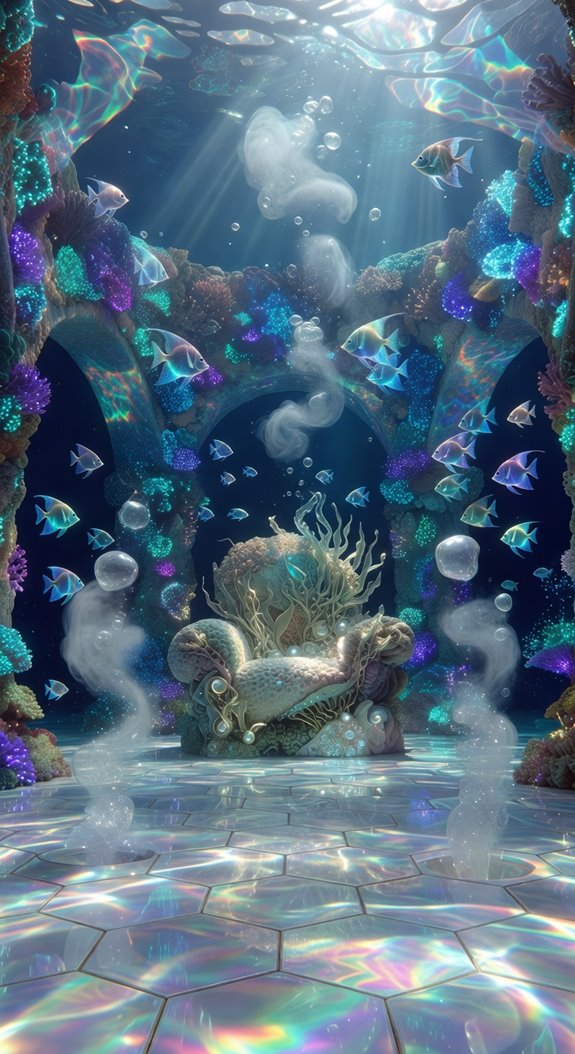 bioluminescent underwater bedroom sanctuary