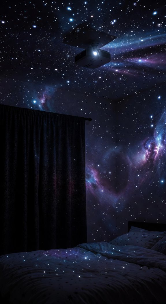 blackout curtains enhance galaxy projection ambiance