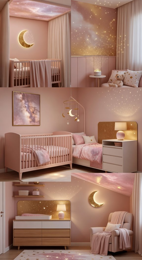 blush pink gold galaxy nursery