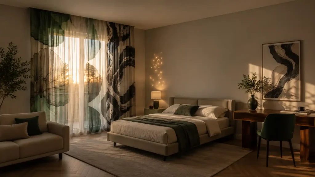 bold patterned sheers as art