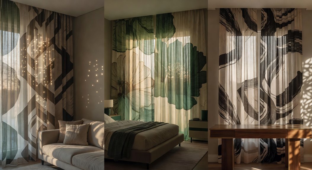 bold patterned sheers as art