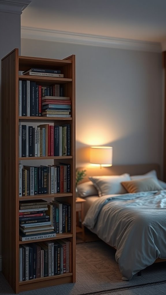 bookshelf forms sturdy divider between zones