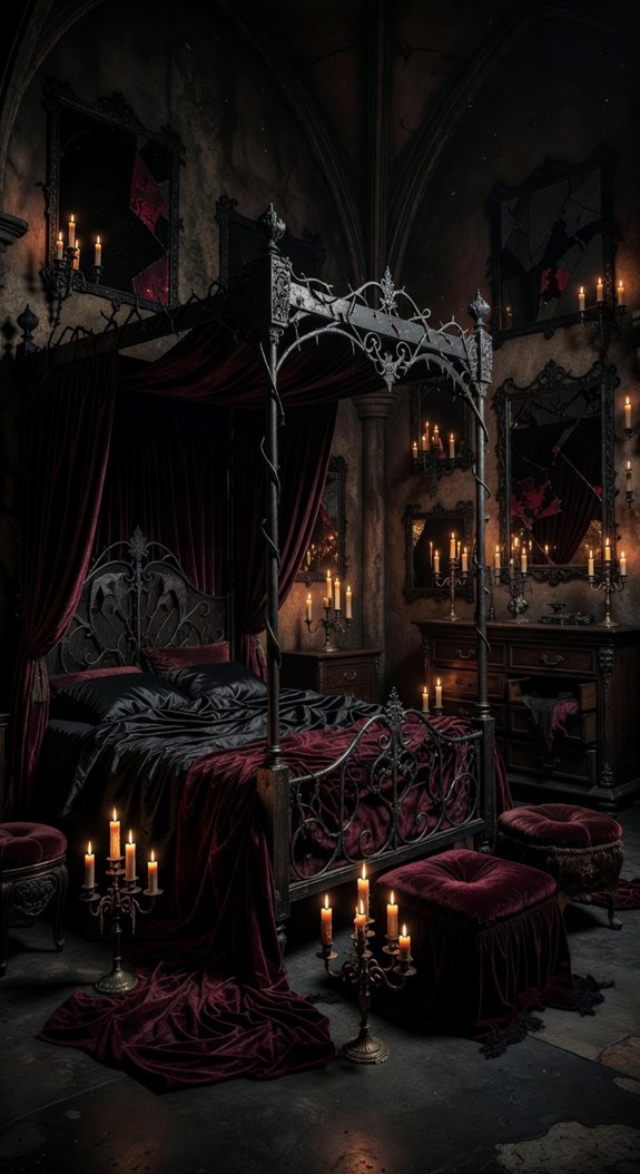 burgundy velvet mirrored darkness