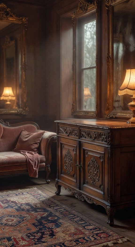 carved mahogany tufted elegance