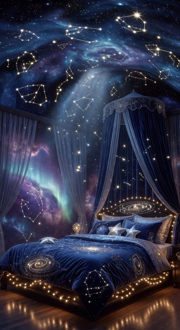celestial bedroom with orbiting accents