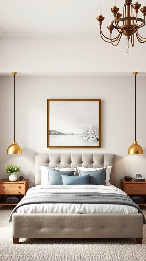 centralize art above bed thoughtfully