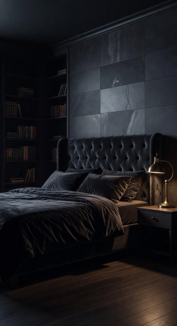 charcoal slate bedroom vignette