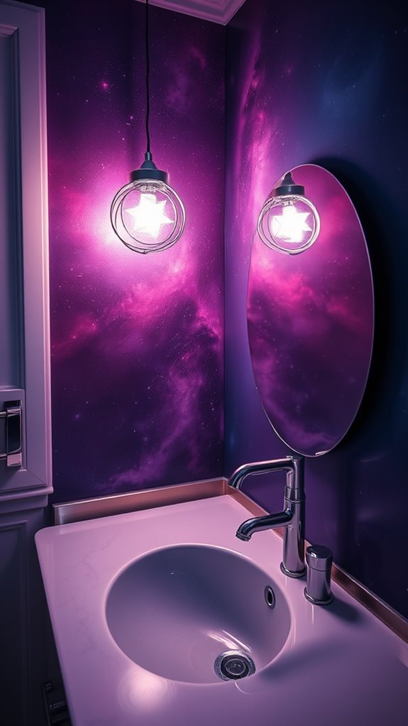 chrome metallic fixtures reflect uv glow