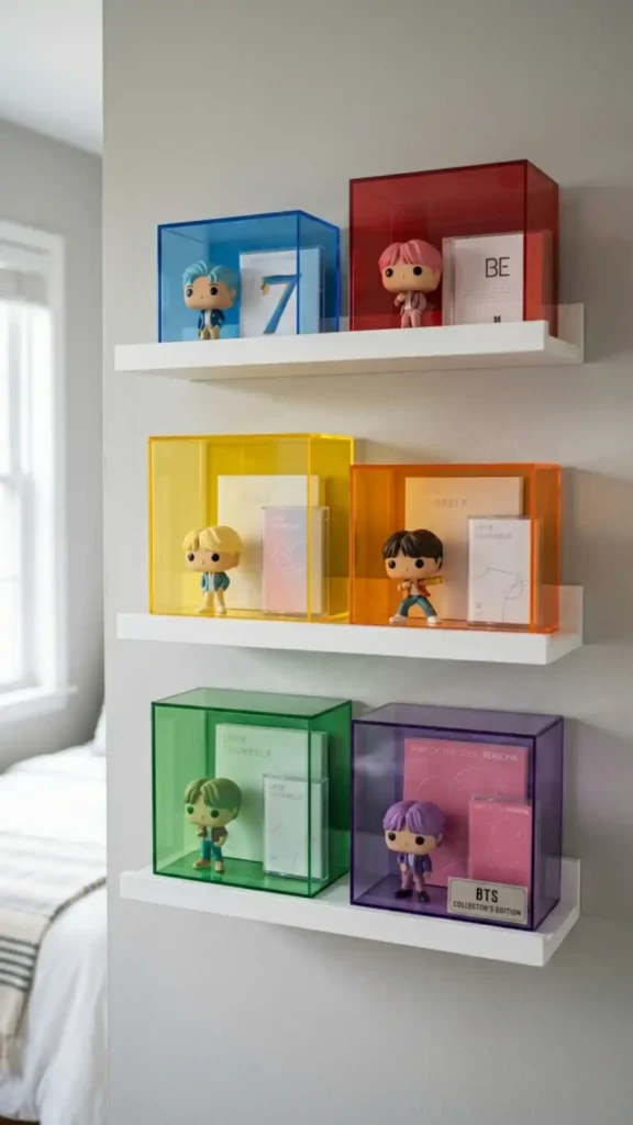 clear acrylic collectible display arrangement
