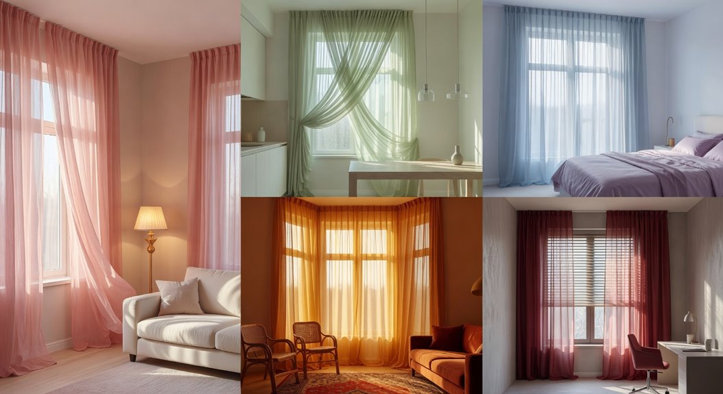 colored sheer curtains cast tinted light
