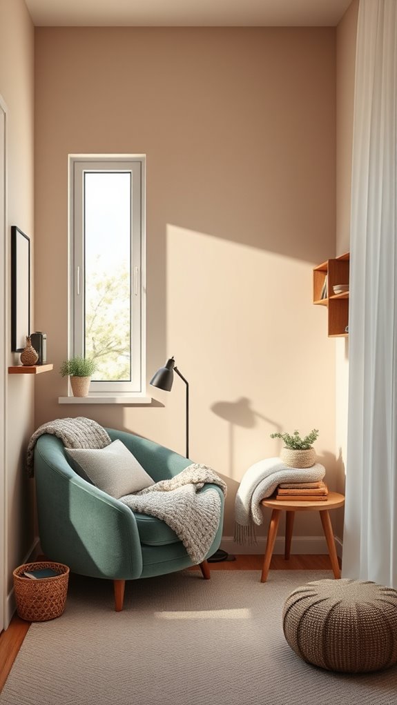 corner armchair reading nook setup
