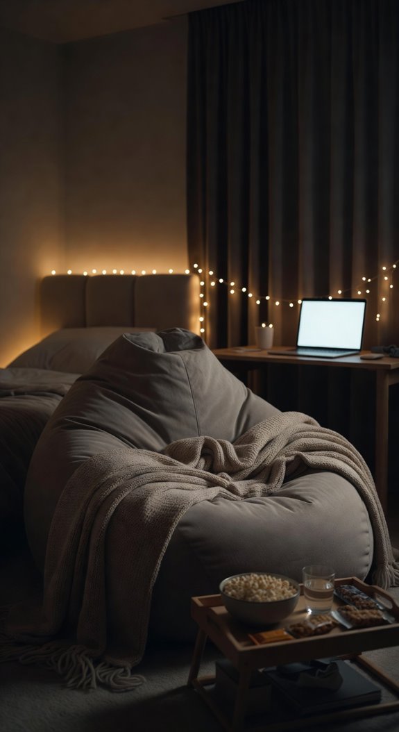 cozy bedroom binge setup