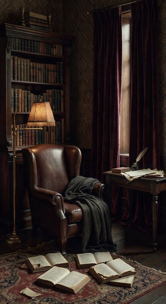 cozy corner dark academia reading