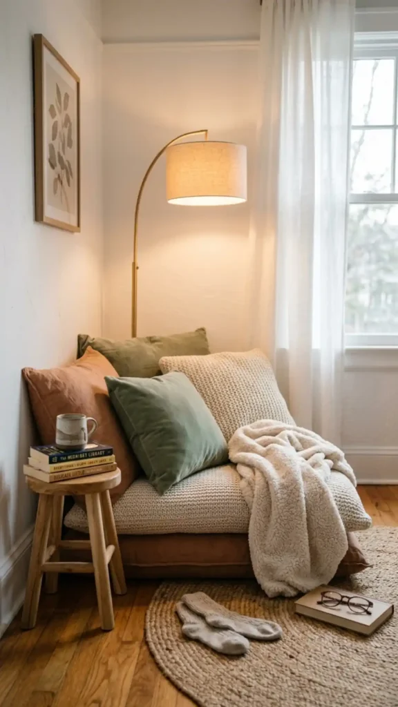 cozy floor cushion nook