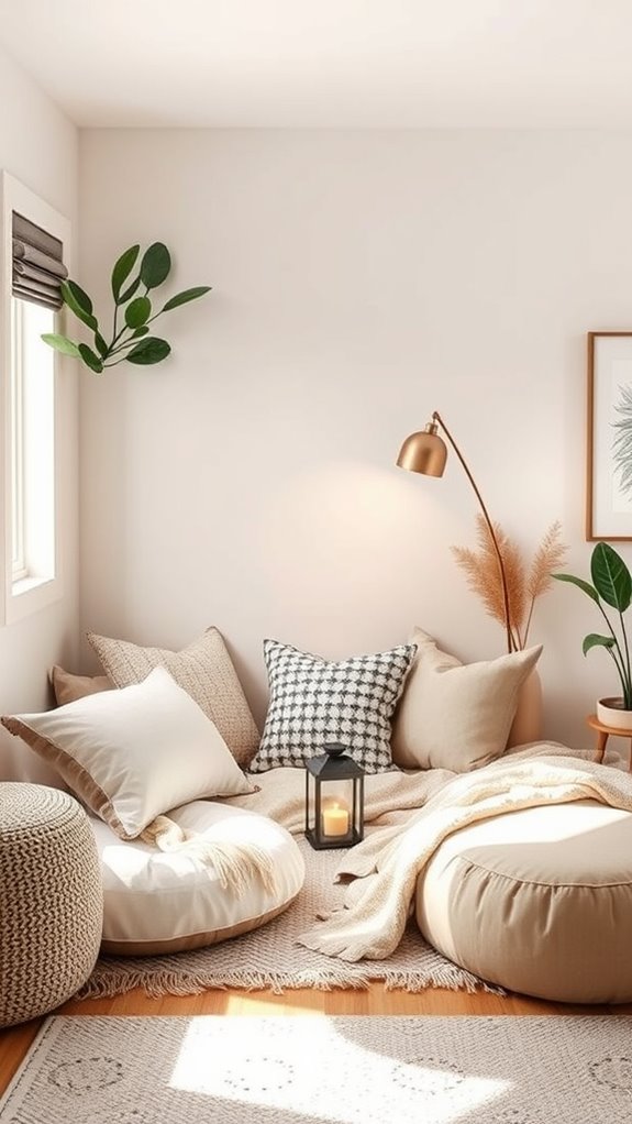 cozy floor cushion nook