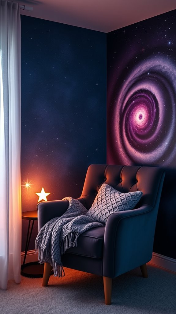 cozy galaxy reading nook setup
