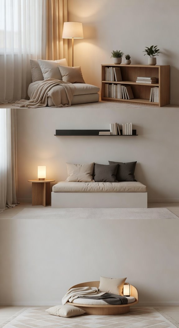 cozy neutral reading nook inspiration