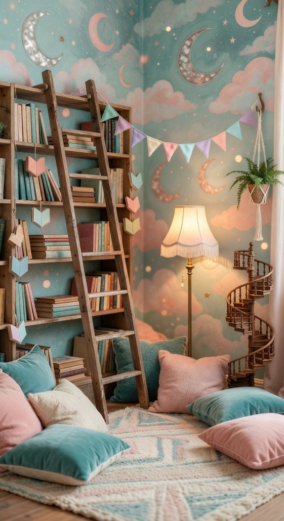 cozy reading alcove with lights