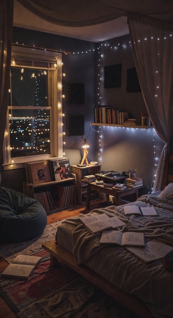cozy sanctuary with creative workspace