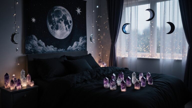 crystal moon phase bedroom decor ideas