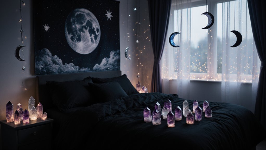 crystal moon phase bedroom decor ideas