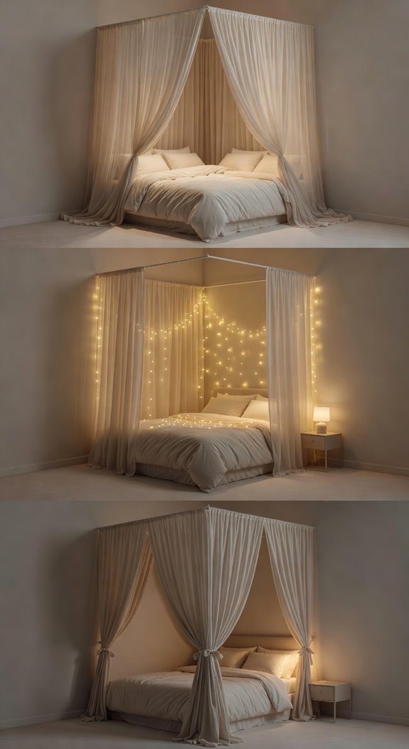 curtains around bed create canopy