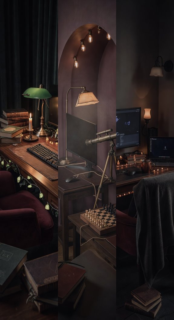 dark academia study moody setup