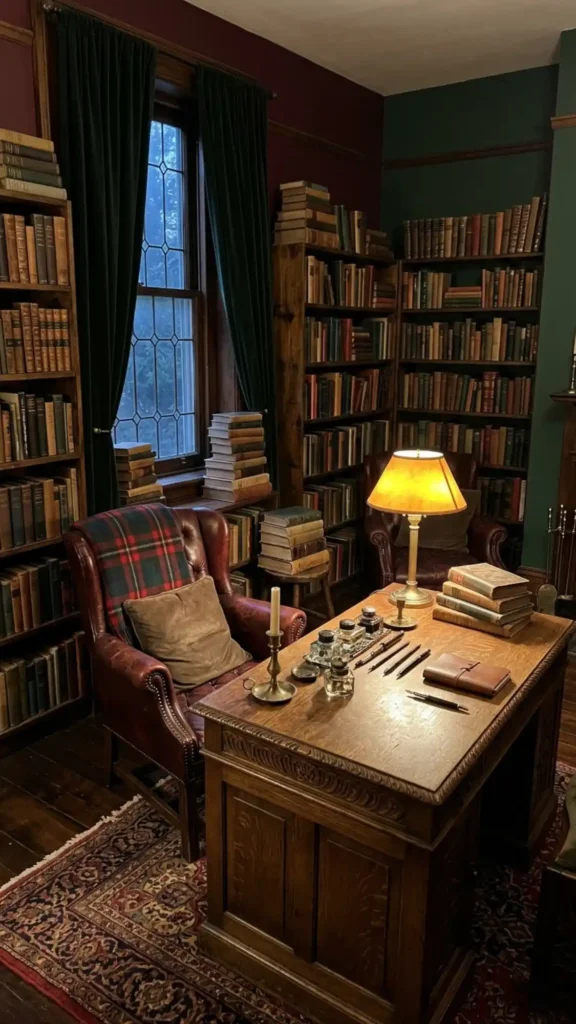 dark academia study room ambiance