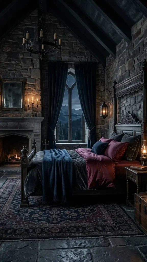 dark castle bedroom color palette inspiration