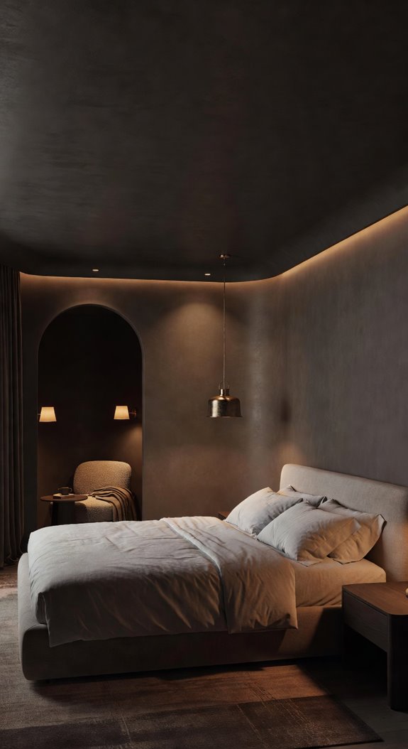 dark ceilings create intimate cocooned rooms
