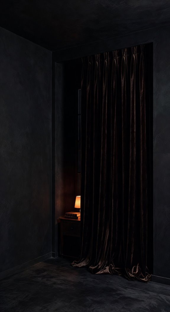 dark jewel toned blackout curtains with sheers