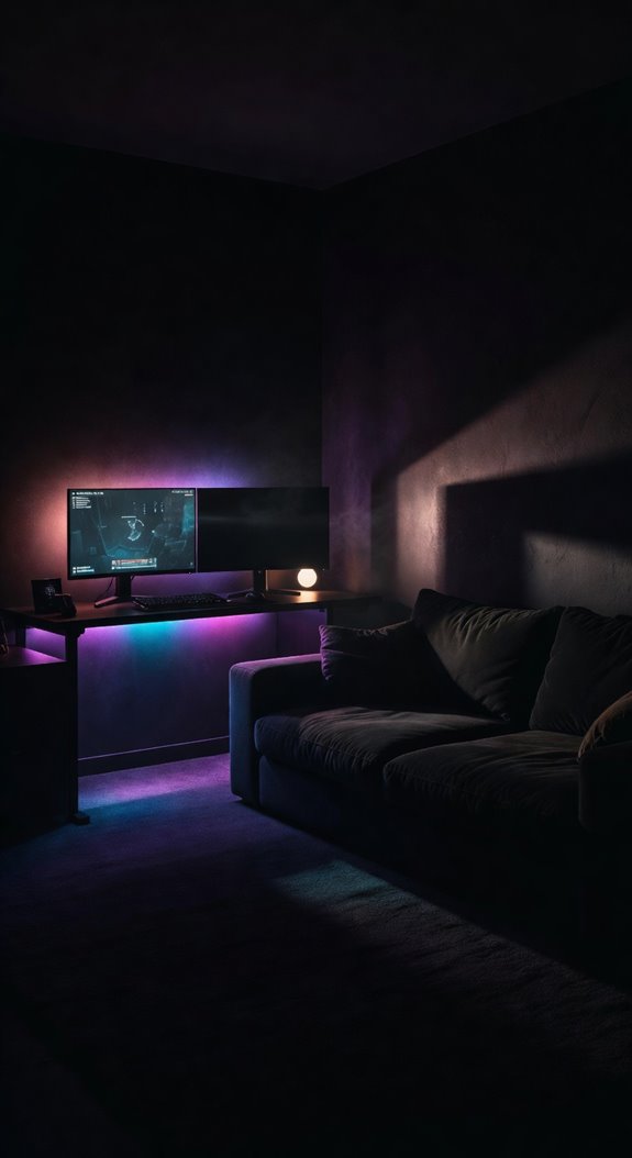 dark moody gaming sanctuary lighting contrasts