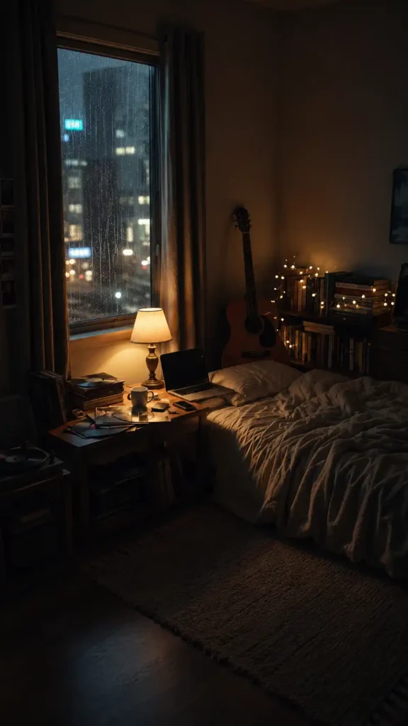 dark moody lo fi room styling