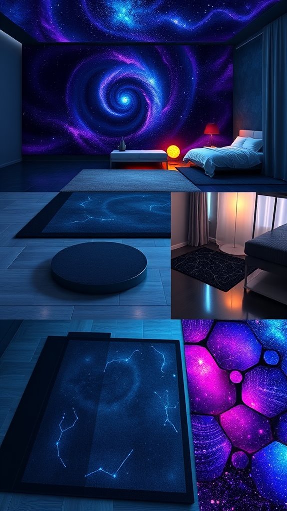dark navy galaxy rug shadows