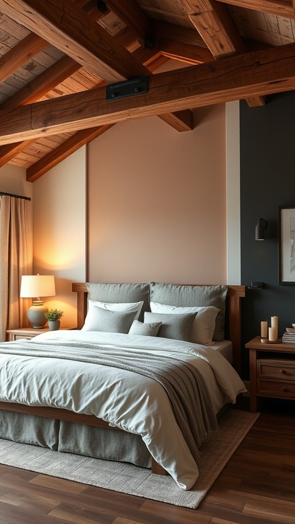 dark reclaimed oak beams terracotta walls