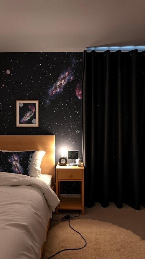 dark wood clashes with minimalist cosmos