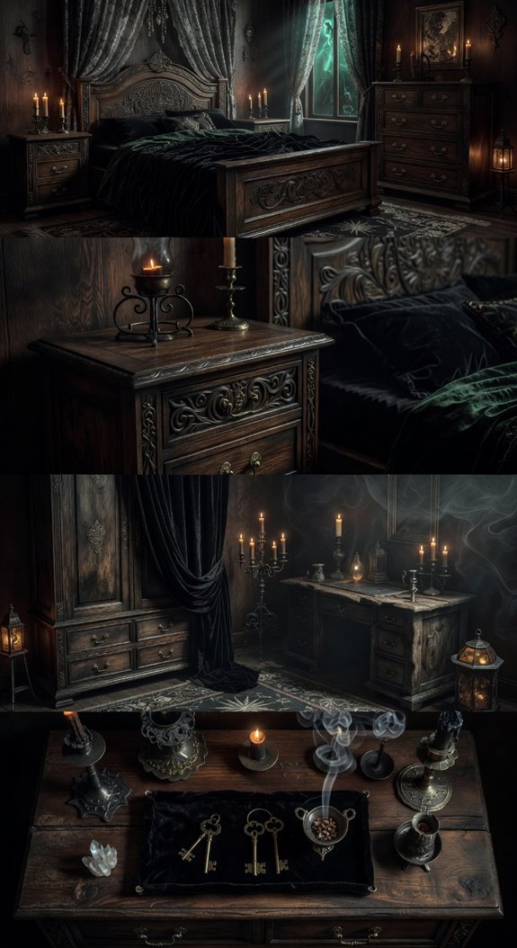 dark wood moody witchy bedroom