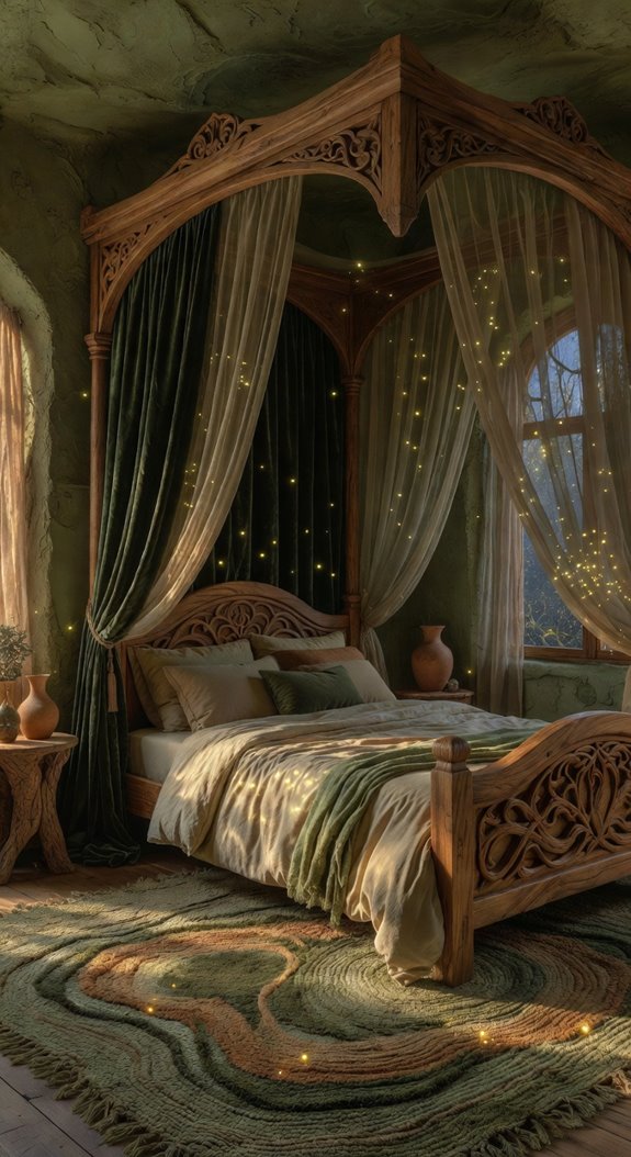 deep forest greens and earthy tones