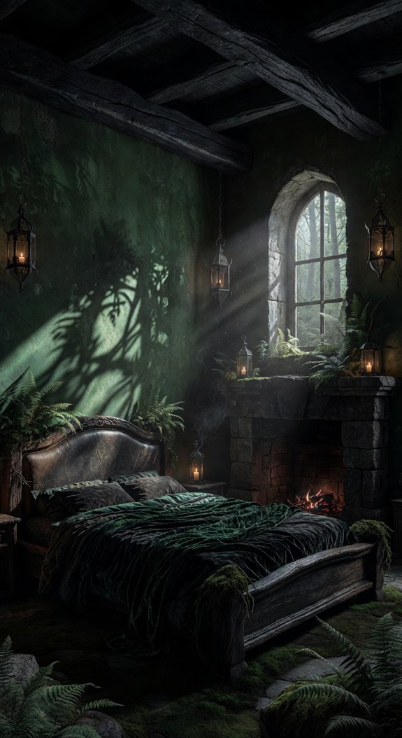 deep green charcoal forest interiors