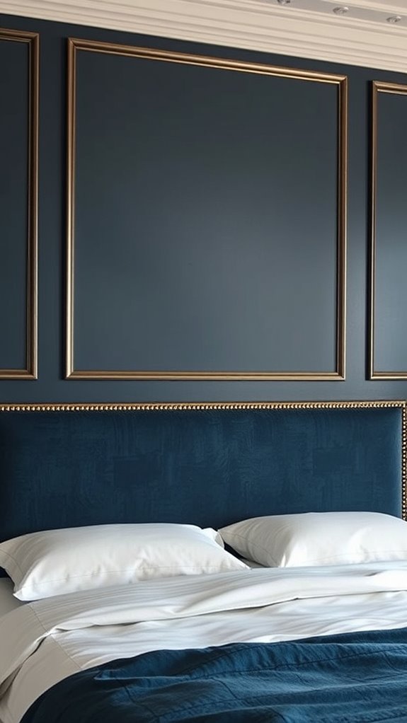 deep jewel toned wall with metallic trim