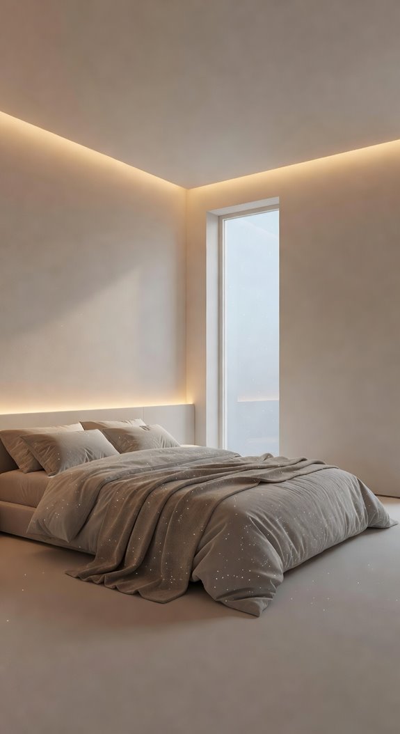 deep navy linen layered lighting