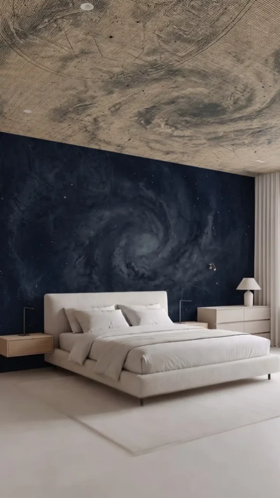 deep navy wall anchors room